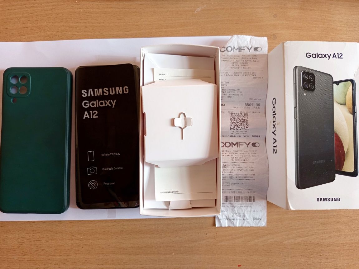 Смартфон телефон Samsung galaxy A12  4/64 повний комплект  з зарядкою