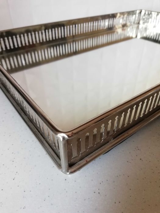 Patera taca dekoracyjna metalowo lustrzana nowa