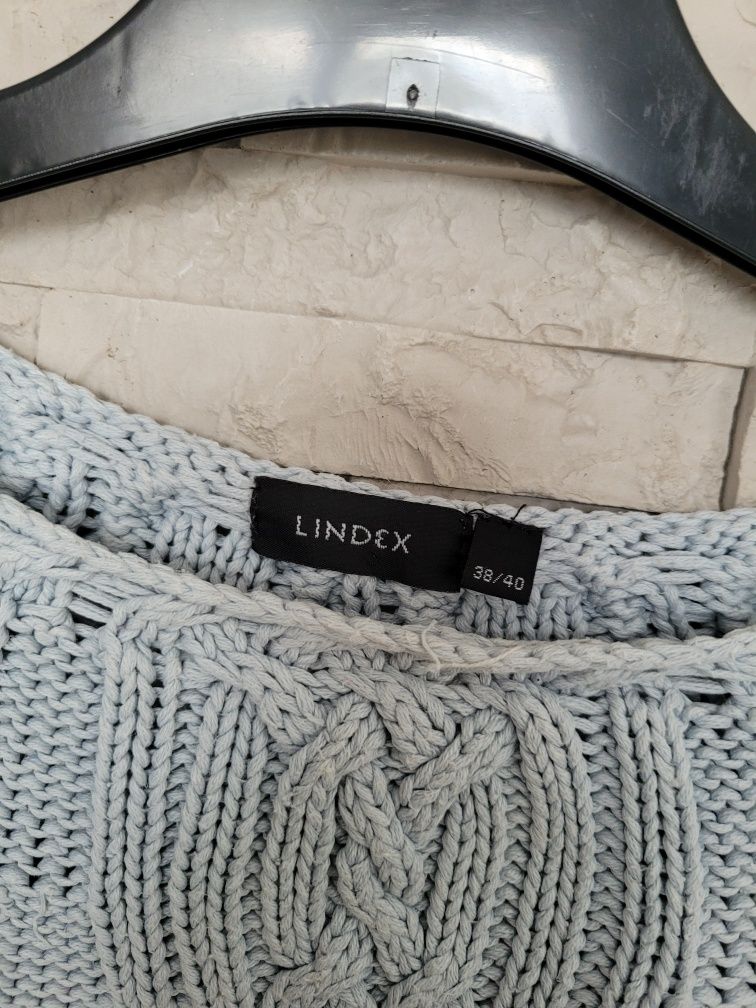 Nowy błękitny gruby sweter z dzianiny z zamkiem po boku Lindex M/L