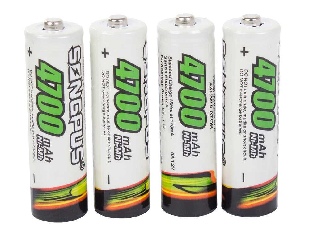 Songpus ładowarka akumulatorków AA/AAA + 4 szt akumulatorów 4700 mAh