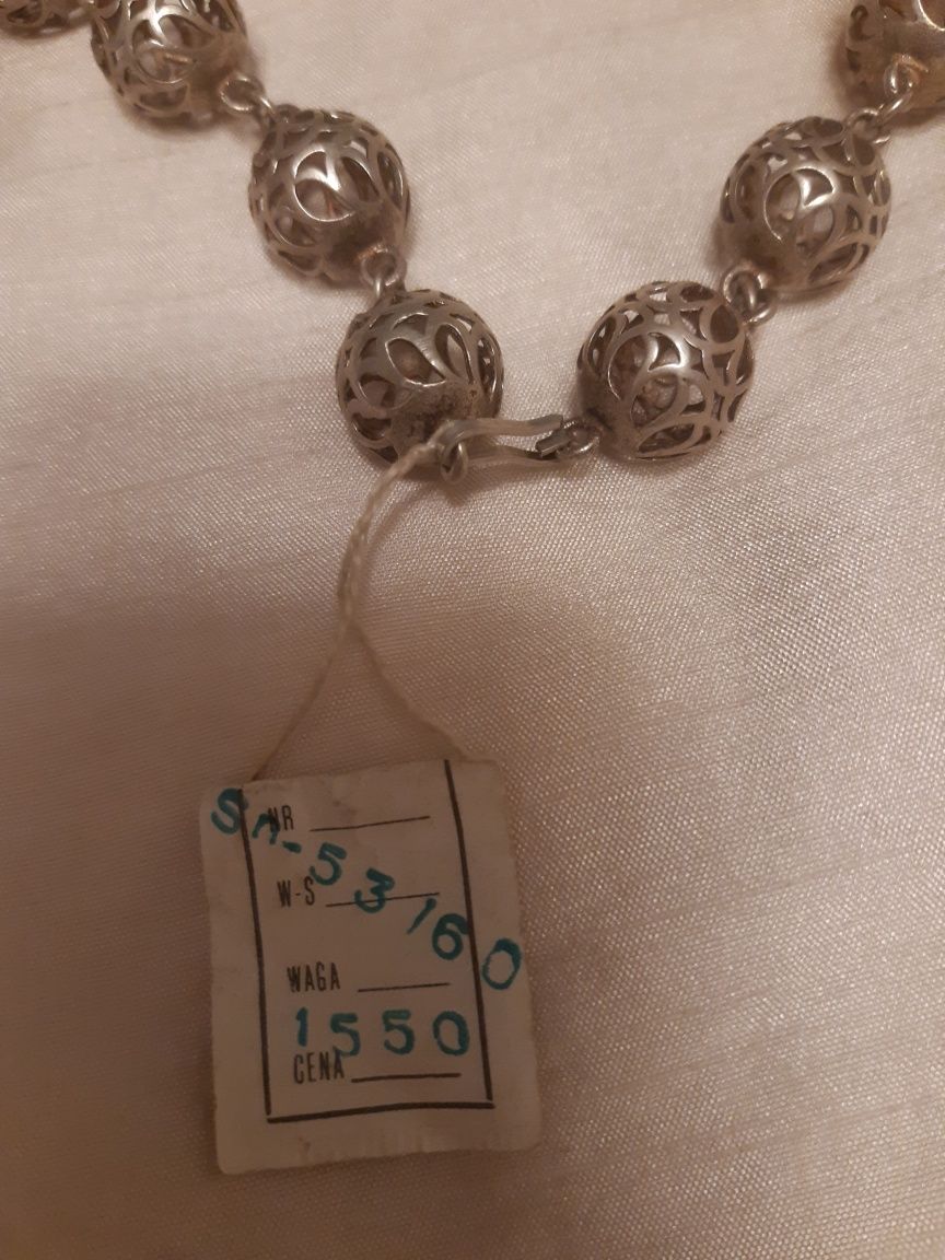 Kulki naszyjnik srebrne srebro Resovia Rzeszów retro damski  Warmety