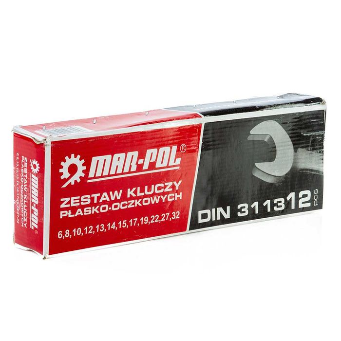 Klucze płasko-oczkowe 12 elementów 6-32mm satyna płachta zestaw kluczy