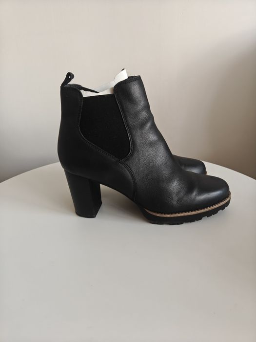 Skórzane botki damskie 41 skóra naturalna licowa na obcasie słupek