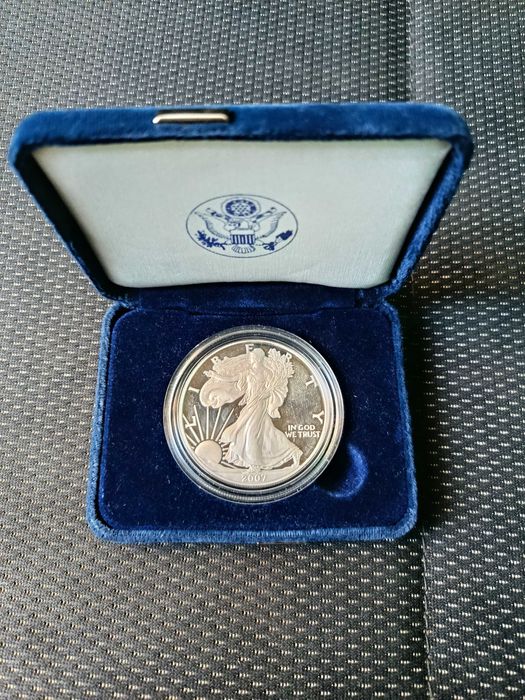 Moeda Prata pura 1 oz 1 dolar 2007 nova