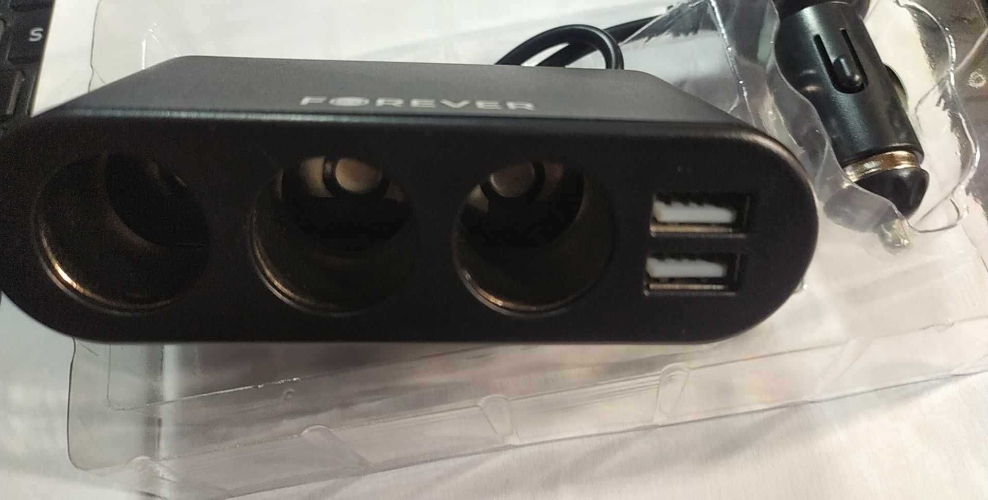 Forever rozdzielacz gniazda zapalniczki samochodowej 3x + 2xUSB 2,4A