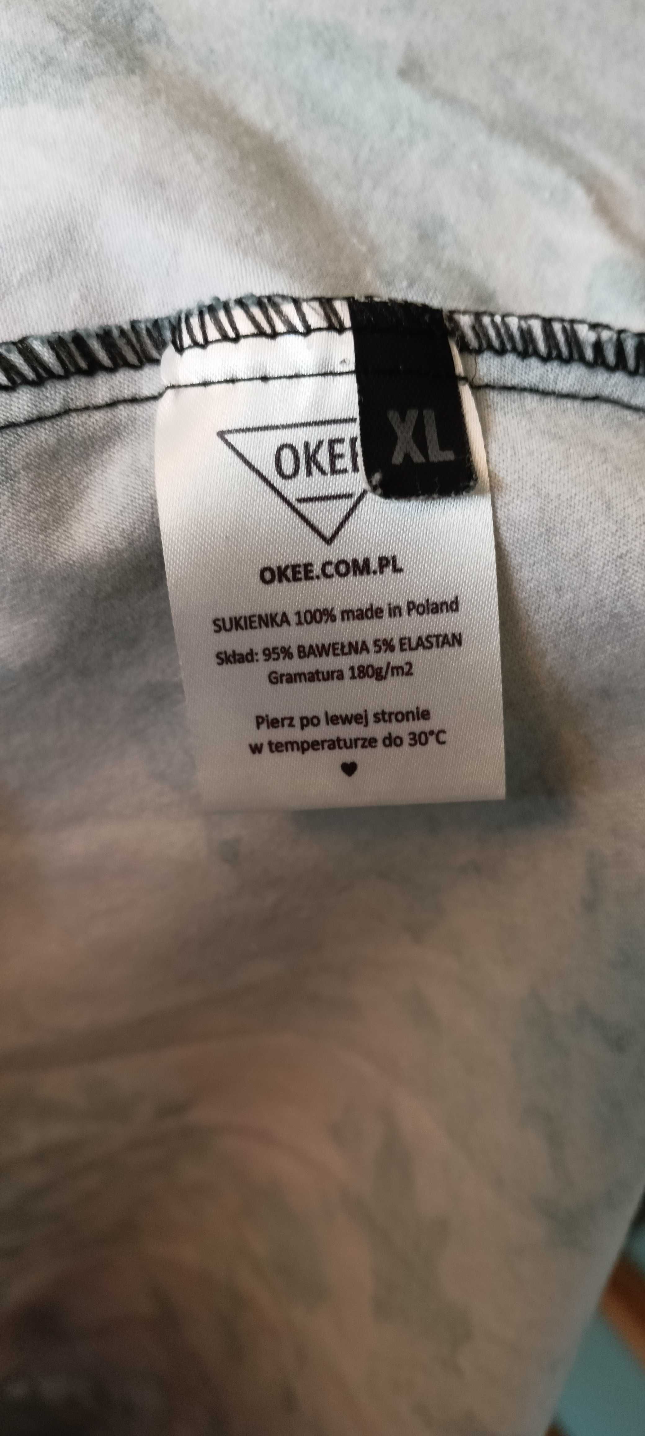 OKEE Sukienka Midi taliowana XL Malowana
