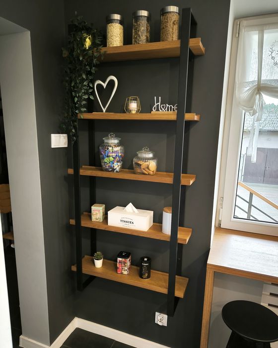 Wyprzedaż Ostatnie 2 sztuki. Regal/polki debowe z litego drewna loft i