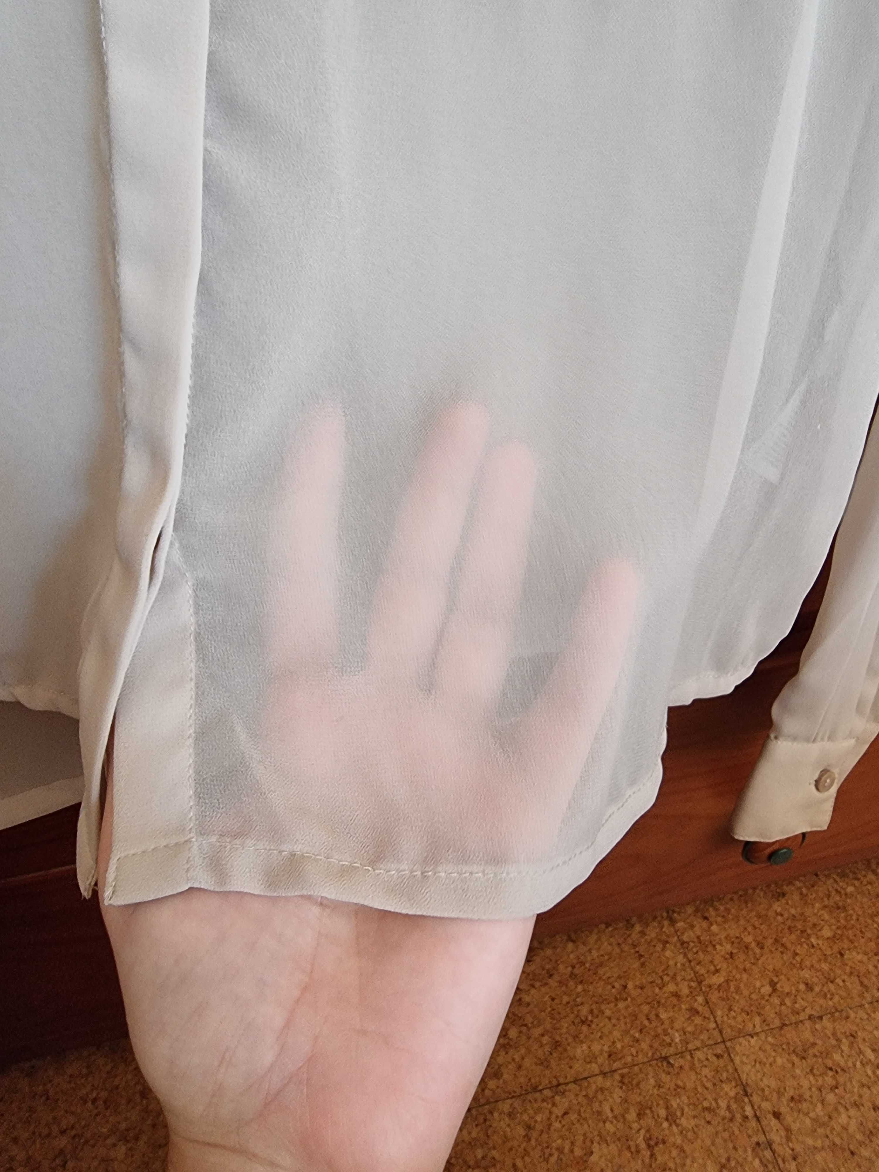 Camisa bege escura /acastanhada com transparência H&M, tamanho 34