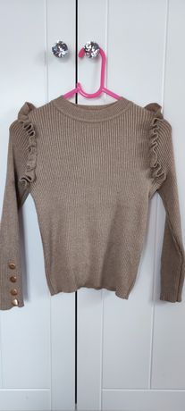 Bluzeczka sweterek swetr prążkowany beżowy