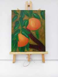 Картина холст подрамник живопись фрукты мандарины масло 20*25 см