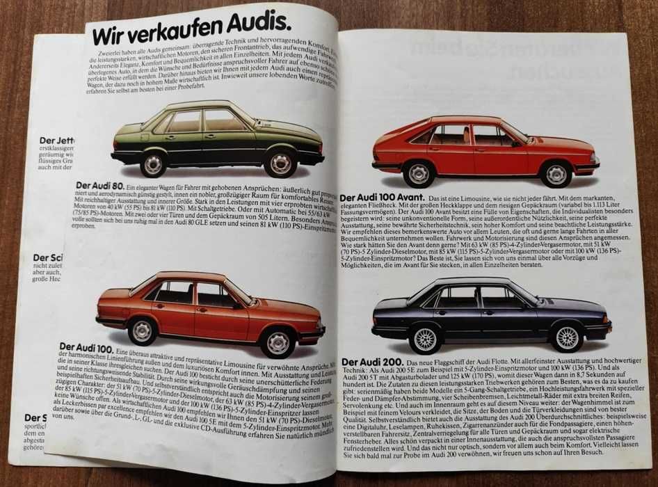 Prospekt Volkswagen Audi 1980