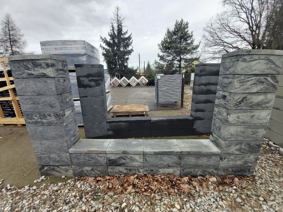 Bloczki modułowe pustaki nowoczesne gładkie ogrodzenie