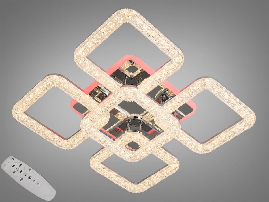 LED люстра з димером і підсвічуванням, 80W світлодіодна