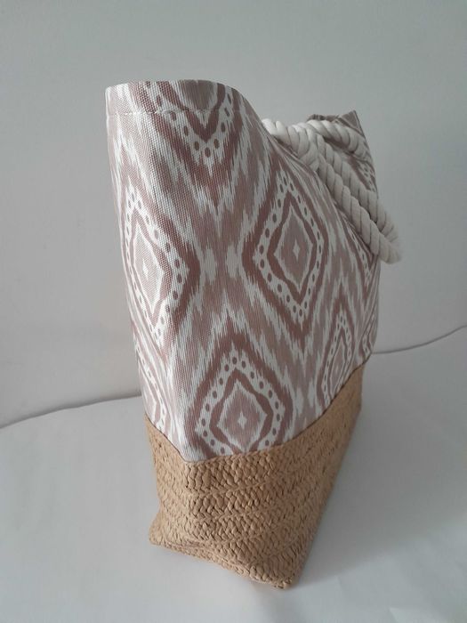 Nowa torba plażowa z nadrukiem_na ramię ( romby)