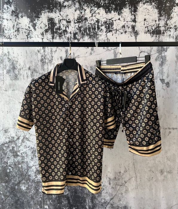 LOUIS VUITTON комплект рубашка шорты футболка мужская черный  летний