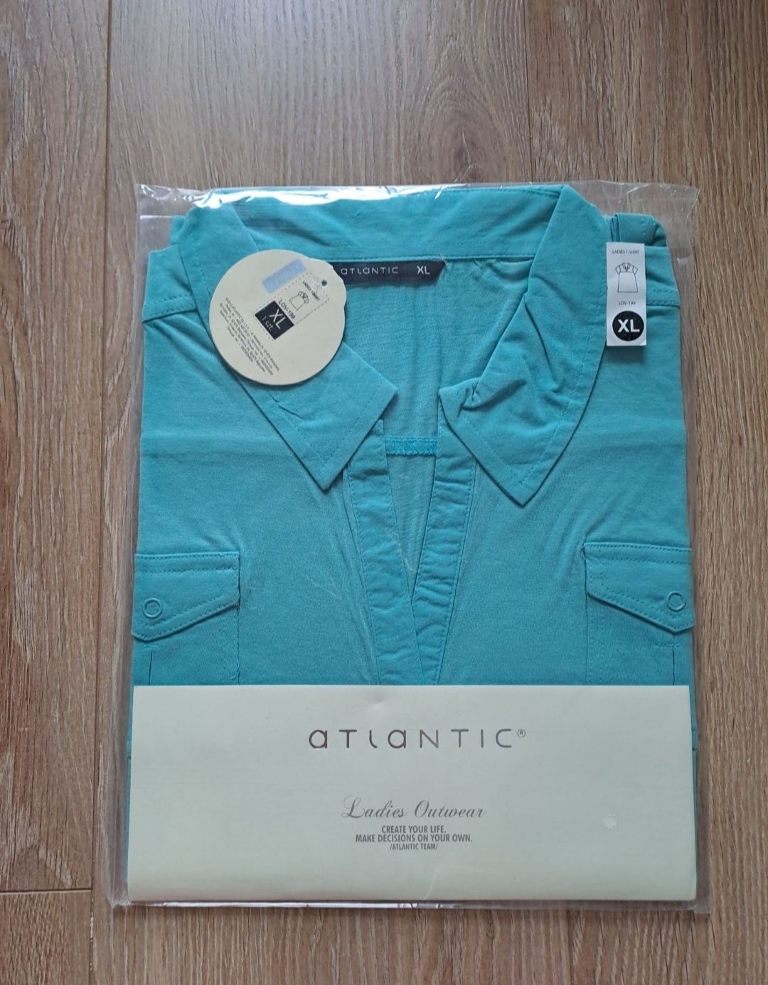 2+1 Bluzka polo Atlantic, rozmiar XL, turkusowa