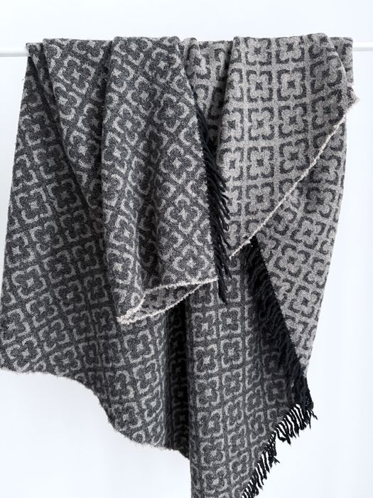 Koc, pled z naturalnej wełny 100 % Woolmark, beżowy, brązowy