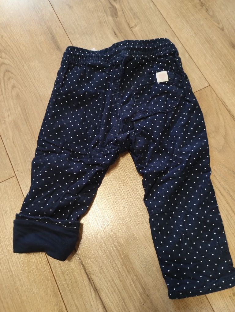 Spodnie sztruksowe z podszewką, H&M, rozm. 80