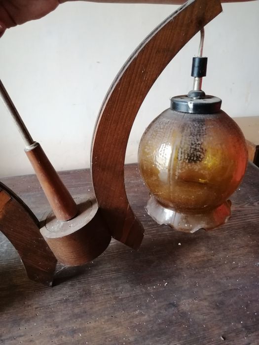 Żyrandol stary drewniany stary prl