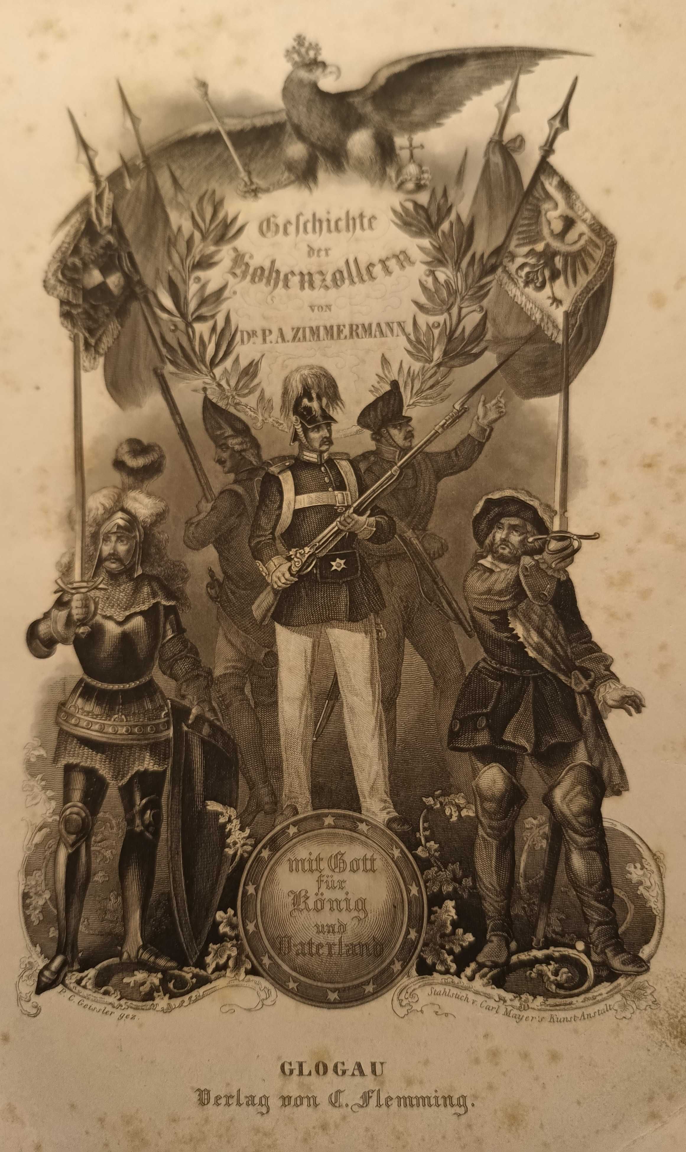 1859r. Książka historia rodu Hohenzollernów. Flaming. Glogau. 1040str