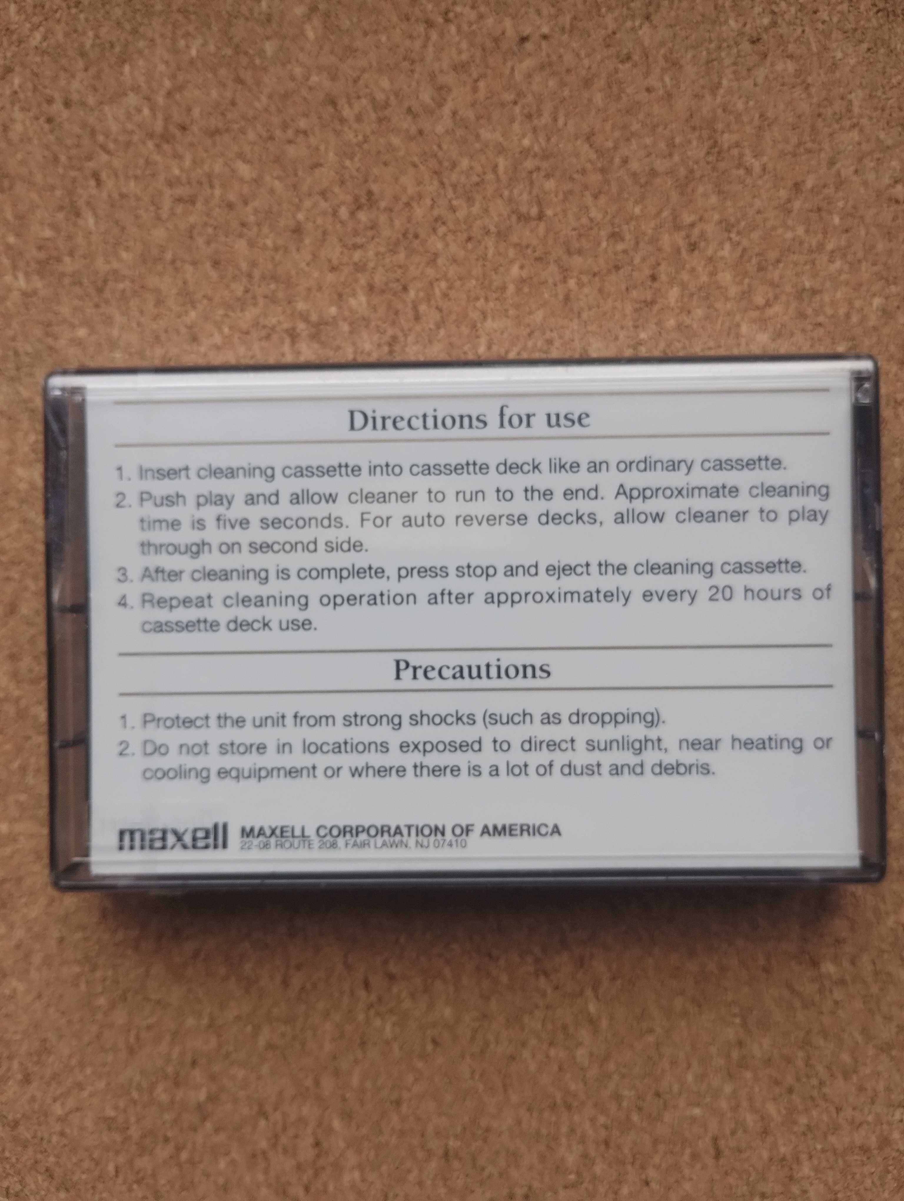 Kaseta Czyszcząca MAXELL C-CL Cassette Head Cleaner Kraków
