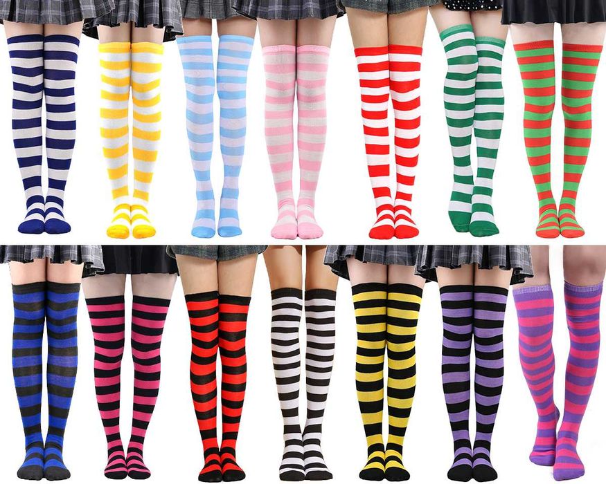 Набір мітенки і гольфи смугасті бавовняні чорно-фіолетові гетри білі