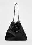 Torebka ZARA czarna 6005/510 SHOPPER worek pasek ramię z łańcuszkiem