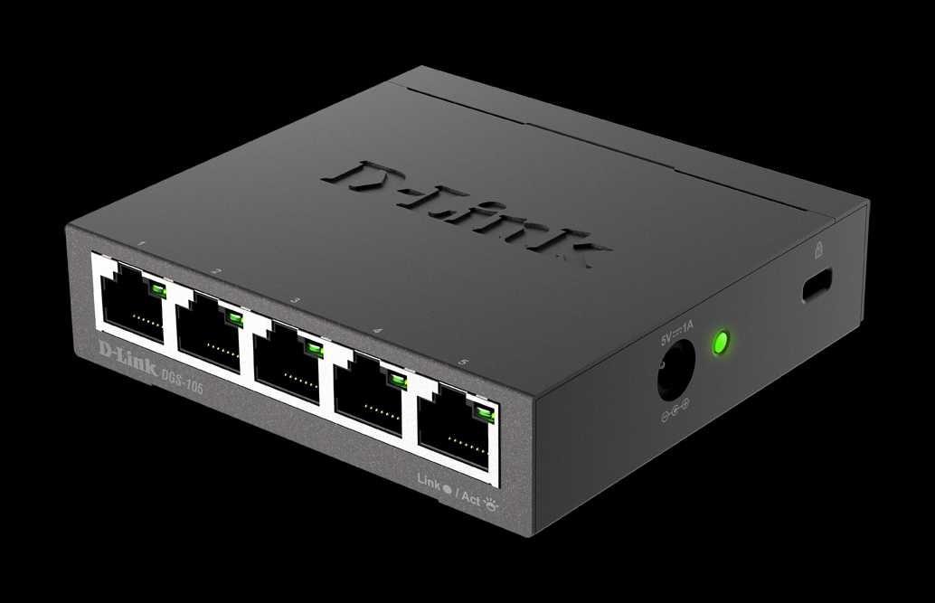 D-Link DGS-105 - Switch de red (5 puertos Gigabit RJ-45, 10/100 Mbps