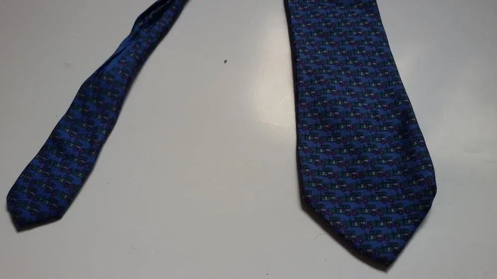 Klasyczny krawat niebieski i bordowy w pasy - 2szt - uzywane