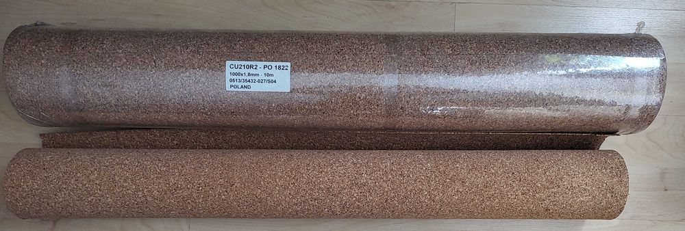 Podkład korkowy pod panele  1,8mm x 1m x 10m, prod. Polska (1,5 rolki)