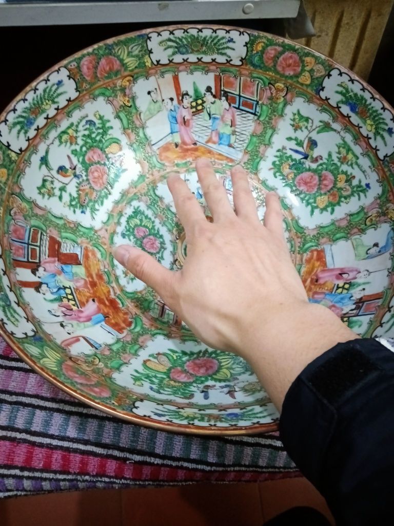 Tigela grande de porcelana chinesa antiga