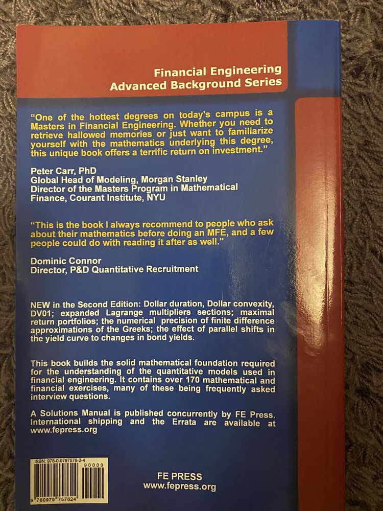 A Primer for the Mathematics of Financial Engineering. D. Stefanica
