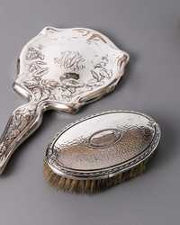 Старинная щетка для волос. Серебра Sterling 925 и натуральная щетина.