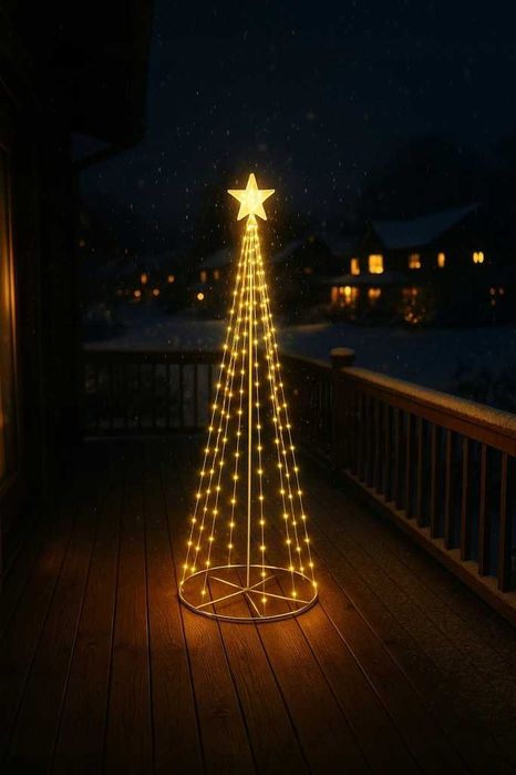 Choinka LED na stelażu 180 cm – 8 trybów świecenia, ciepła biel