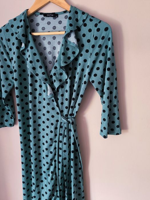 Piękna sukienka długa wiązana Reserved S w grochy retro przekładana