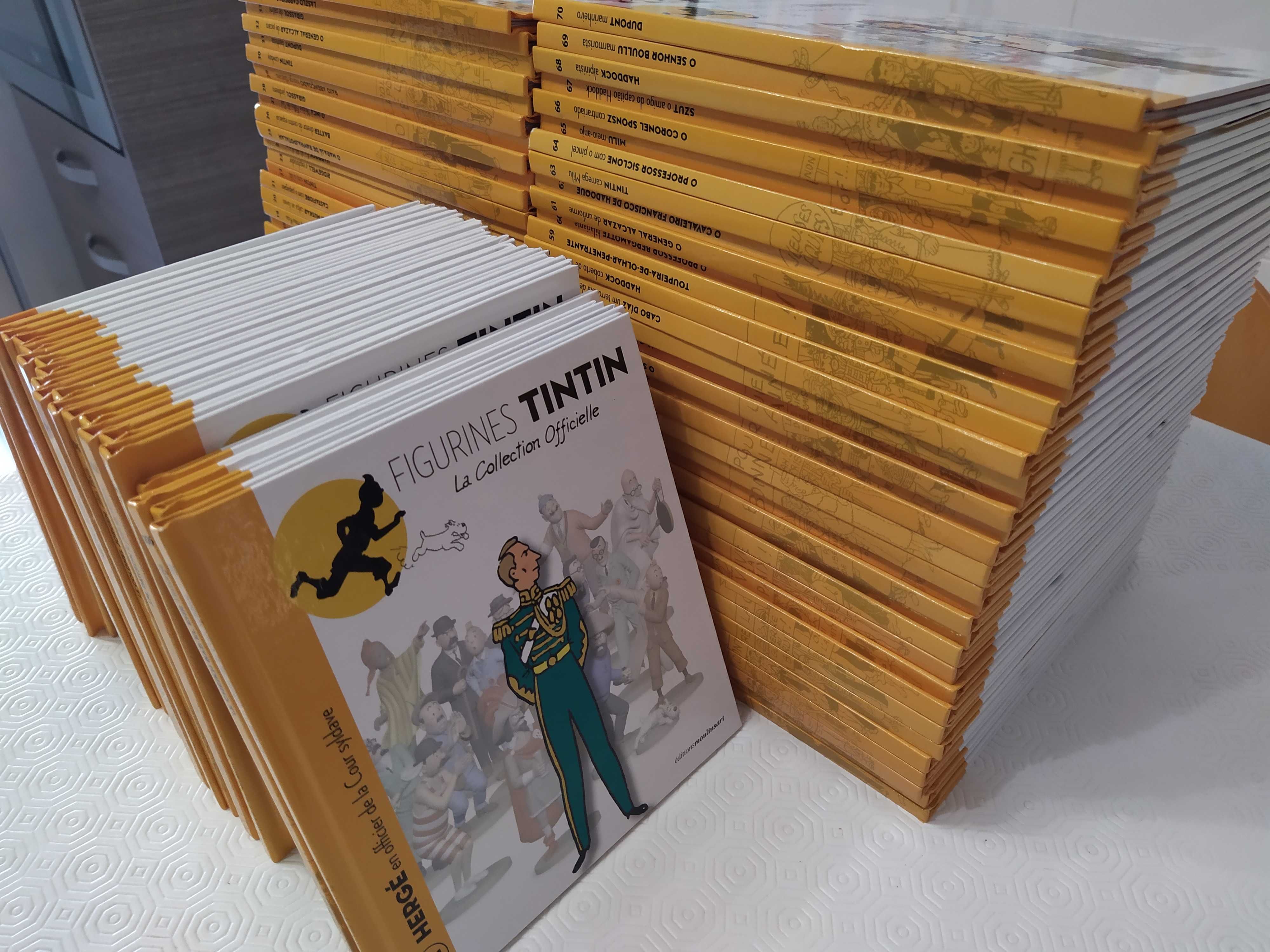 94 livros coleção oficial figuras Tintin - português e francês