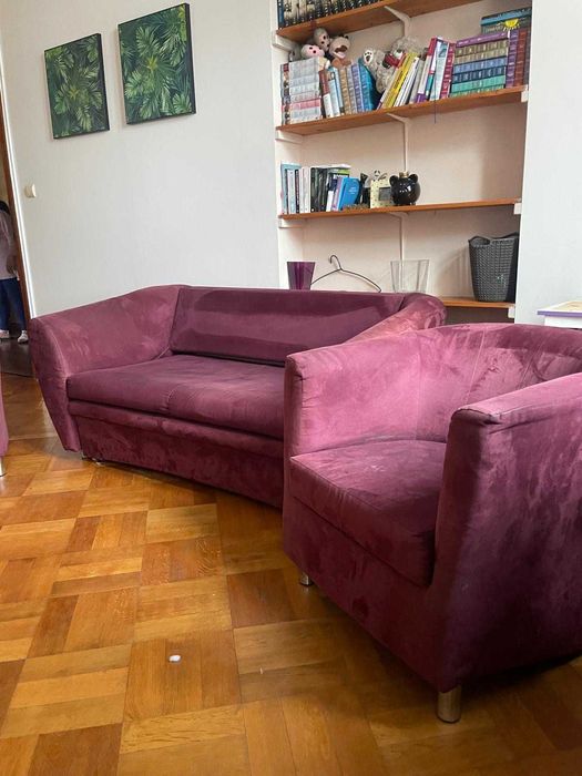 Zestaw wypoczynkowy – sofa rozkładana z funkcją spania + 2 fotele