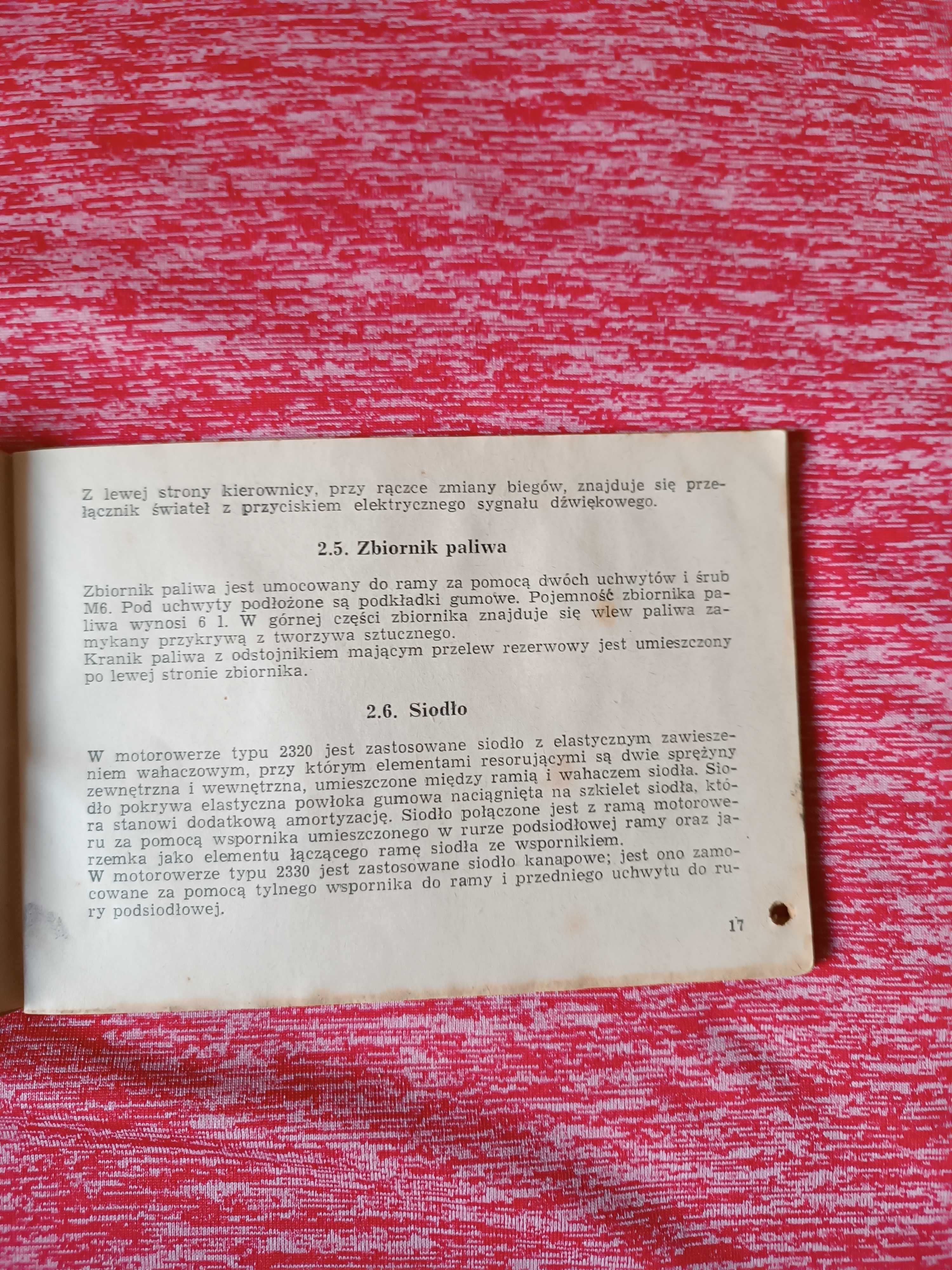 Instrukcja obsługi motoroweru Komar z roku 1969 ZZR