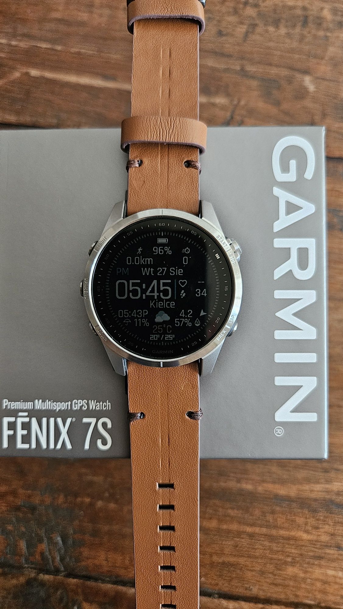 Pasek Garmin 20mm kolor brąz. Skóra Quick Fit