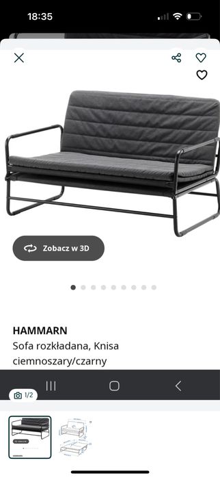 Ikea Rozkładane łóżko hammarn