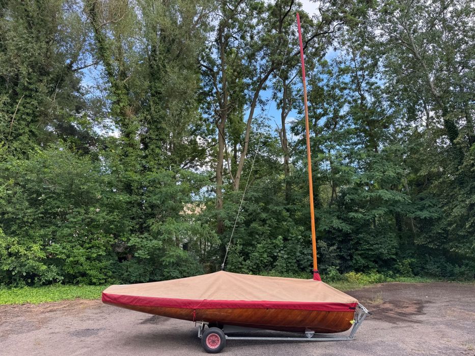 Żaglówka jacht legendarna klasa regatowa Finn 1976 mahoniowy Chojnice