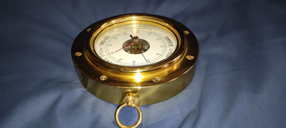 Stary barometr duży marynistyczny Francja René Dauchez a Paris unikat!