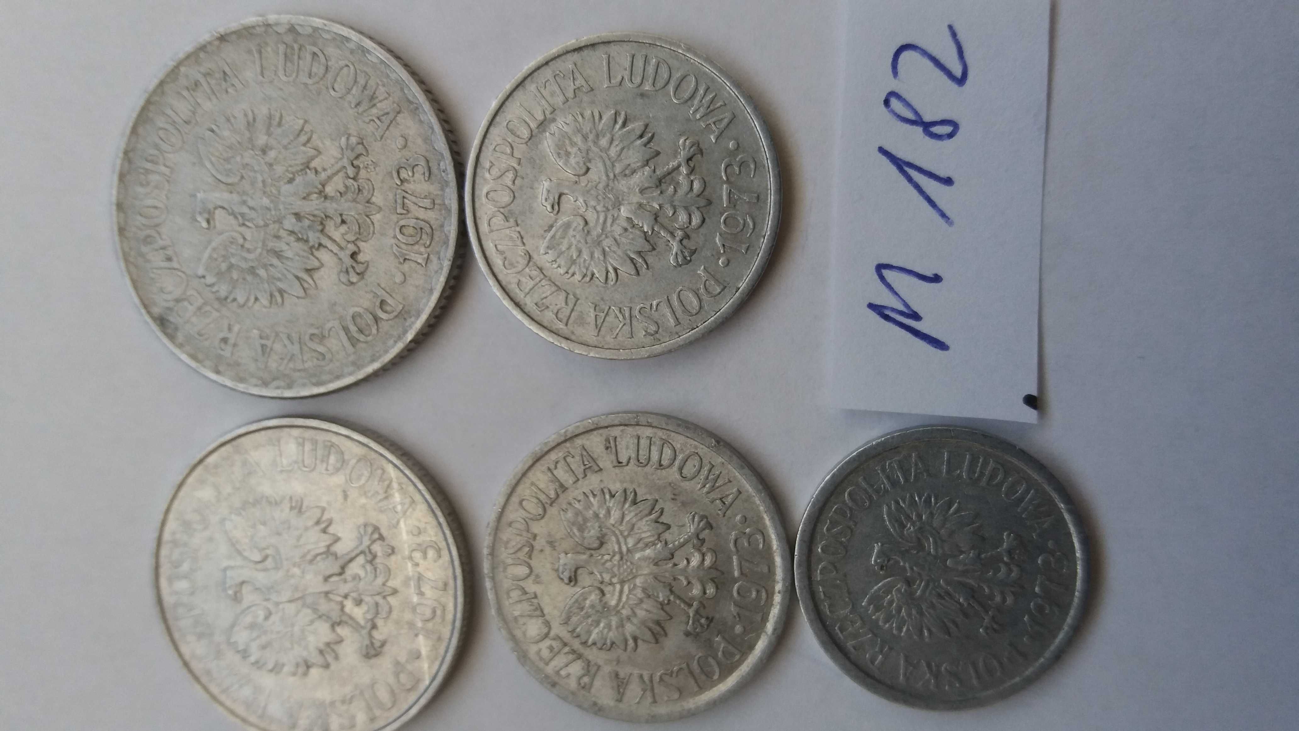 D M182,zestaw monet 10 groszy, 20 gr 2 szt , 50, 1 złoty 1973 starocie