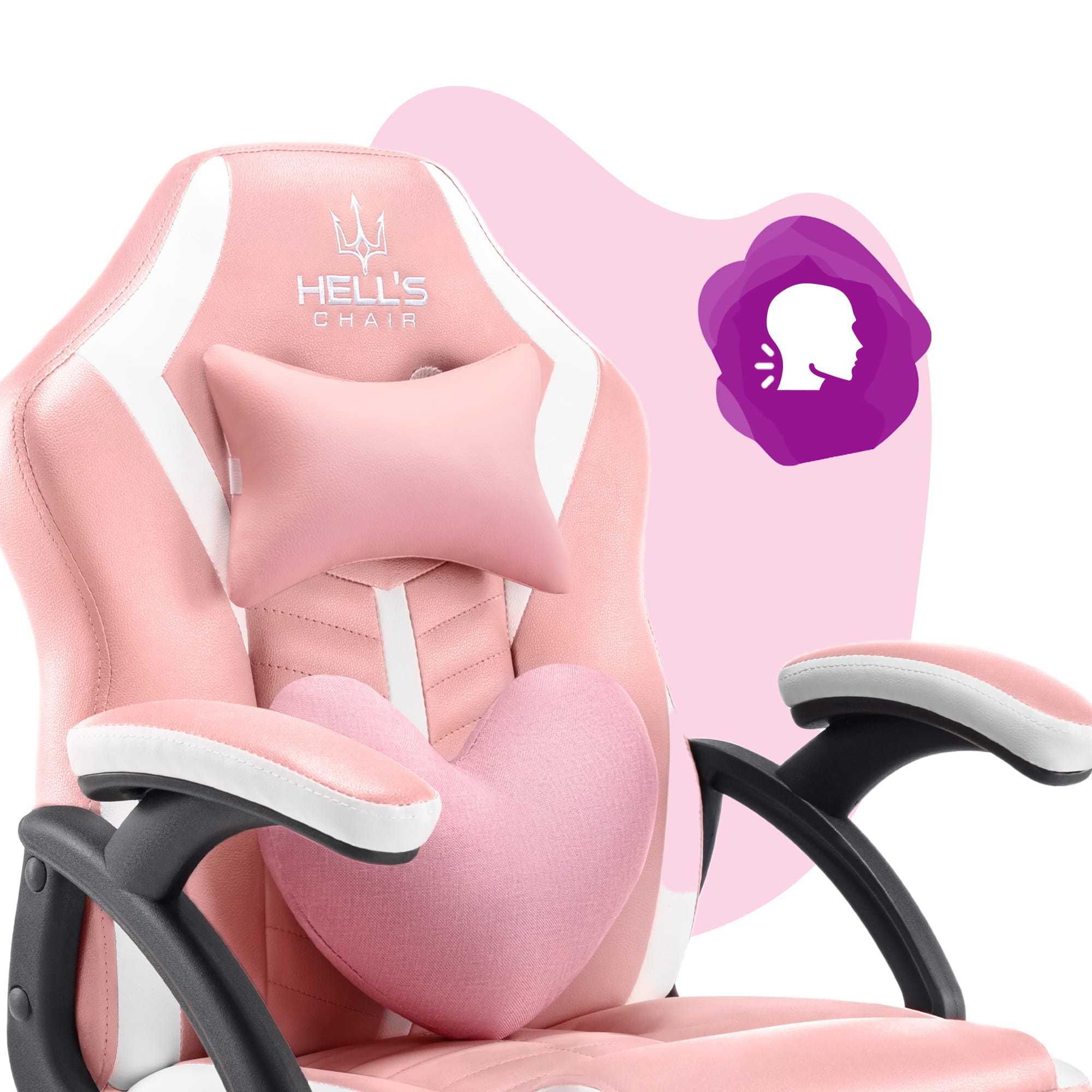 Fotel Hell's Chair HC-1001 Kids Różowo-biały - zabrudzone siedzisko