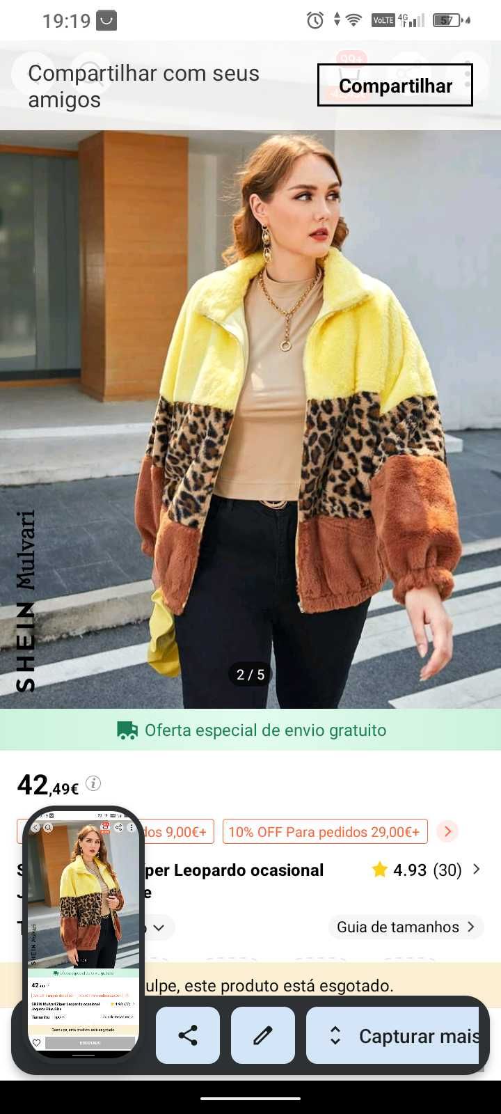 Casaco acolchoado usado 3 vezes