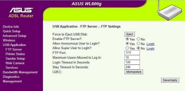 Router Asus WL-600g