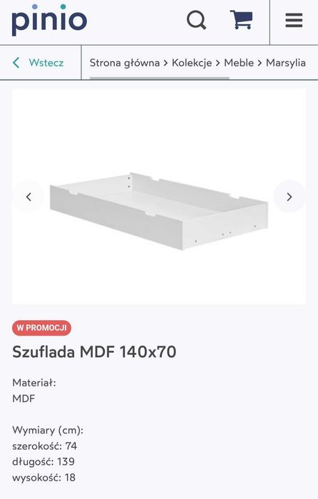 Szuflada pod łóżeczko dziecięce 140x70