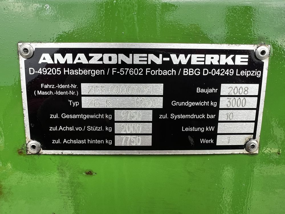 Amazone ZG B 8200 do wapna i nawozu rozsiewacz bredal gustrower