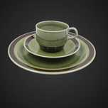 Komplet porcelanowy  filiżanka  spodek  talerzyk design PRL B5/083074