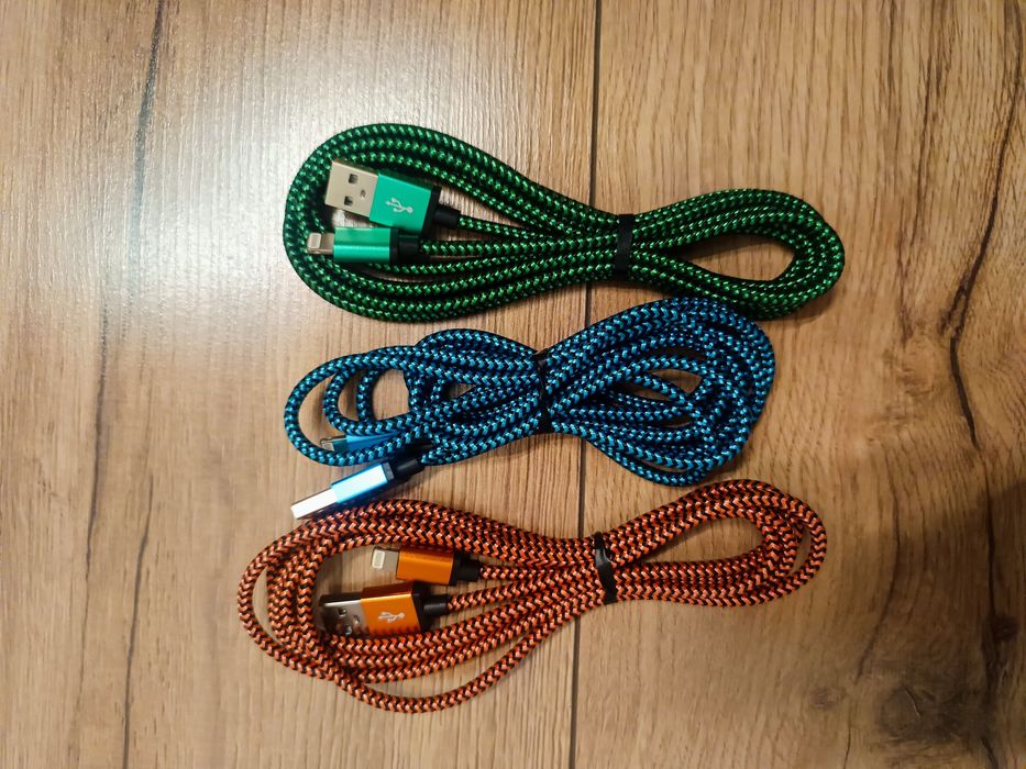 Kable do ładowania iPhone 2m 3 sztuki oplot